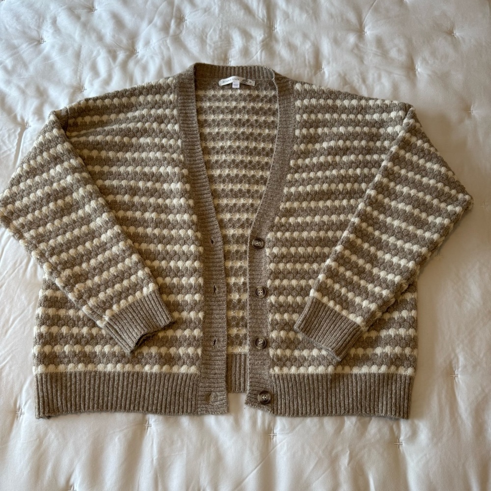 Altar'd State Brown and Cream Textured Knit Sweater